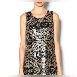 Miami Black and Gold Patterned Mini Dress